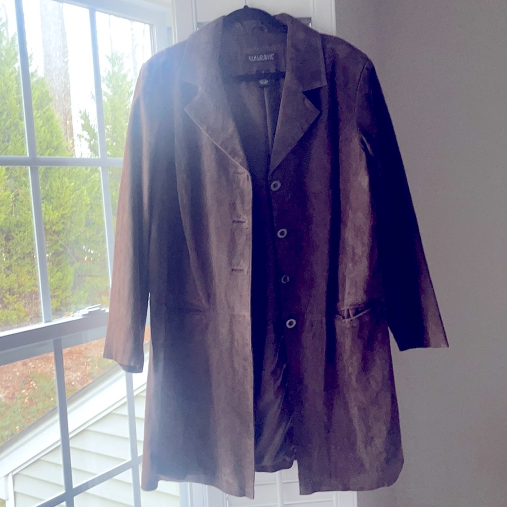 Dialogue Genuine Leather Trench Coat